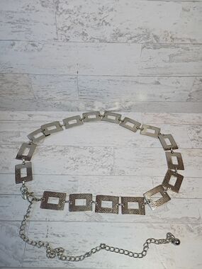 Y2K VTG Witchycore Silver Tone Rectangular Link Waist Chain Belt/Necklace
